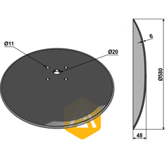 Disque lisse Ø 580 mm pour machine agricole MOREAU 2827 adaptable - BlackSteel©