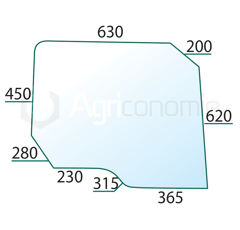 Vitre de porte D/G pour machine agricole RENAULT 6005002914 adaptable