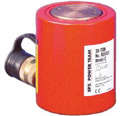 Flachzylinder RSS-Reih, einfachwirkend mit Federrückzug  Hubkraft 20 to., 44,5 mm Hub, Aussen Ø 90,5 mm, Bauhöhe eingefahren 95,3 mm,Arbeitsdruck max. 700bar SPX Power RSS202