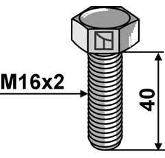 Boulon M16 x 2 mm pour déchaumeur adaptable