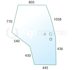 Vitre de porte G. de machine agricole MASSEY FERGUSON 3907221M1 adaptable