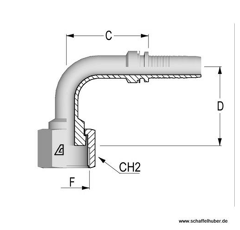 Pressnippel Bogen Interlock, 90° DN19IL1716ORFSIG90 Alfagomma