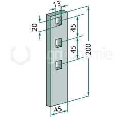 Soc droit 200 x 45 mm pour semoir VÄDERSTAD adaptable