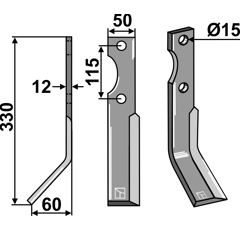 Lame gauche pour Fraise/Rotavator FORIGO-ROTERITALIA D450010030 adaptable