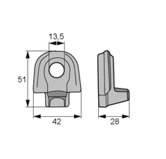 Fixation de dent pour andaineur FELLA 150094 adaptable