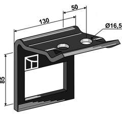 Halter für Zinken 90x13 mit Verstärkungsfeder 90x11 - 60x60