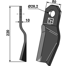 Couteau droit pour broyeur 220x80mm RÖLL 308899 adaptable - Blacksteel©
