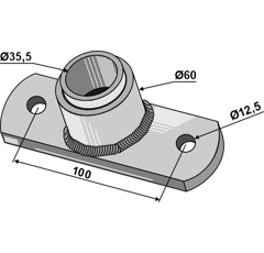 Flanschlager mit Distanzbuchse Ø 35,5 mm – Nachbau  