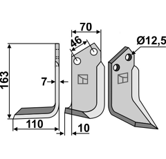 Lame gauche pour Fraise/Rotavator MURATORI 12000800 adaptable - Blacksteel©