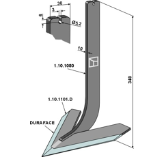 Dent avec cœur 180 x 10 mm pour bineuse STEKETEE 405618 adaptable | renforcé - BlackSteel©