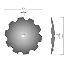 Disque crénelé ∅710x6 pour cover crop adaptable