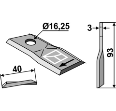 Couteau vrillé pour faucheuse KUHN 56151300 adaptable - BlackSteel©