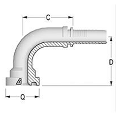 Pressnippel Bogen, 90° DN25IL1SAEFLH90 Alfagomma