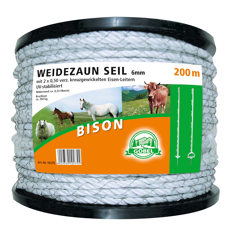 Elektroseil BISON 200m weiß 6mm 2x0,50