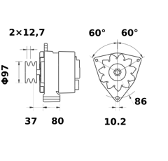 Alternateur MAHLE LETRIKA 28 V - 55 A / MG 100