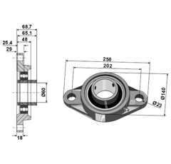 Palier de serrage ovale UCFL 60 mm adaptable - BlackSteel©