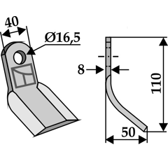 Couteau-Y pour broyeur 110x40mm SICMA (MIGLIANICO) 5115160 adaptable - Blacksteel©
