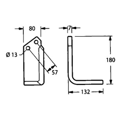 Lame gauche 180 mm pour fraise rotative HOWARD 103900 adaptable