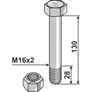 Boulon M16x2 x 28 x 130 pour broyeur adaptable - Blacksteel©