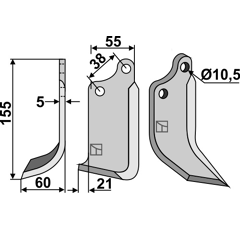 Lame gauche pour Fraise/Rotavator AGRIA 12869 adaptable -