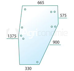 Vitre de porte droite pour machine agricole 04358530 adaptable