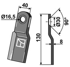 Sur-lame 130x40 pour broyeur RÖLL adaptable