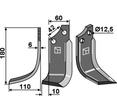 Lame gauche pour Fraise/Rotavator SICMA 4811282 adaptable - Blacksteel©