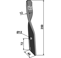 Cuchillo izquierdo para escarificador BOMFORD 03961.10 adaptable - BlackSteel©