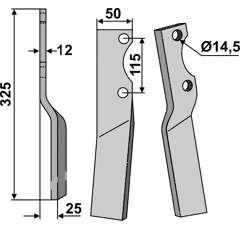 Rotorzinken,  A Links 325 x 50 Howard HOW53L Nachbau