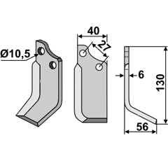 Fräsmesser Rechts 130 x 40 B.C.S. Nachbau