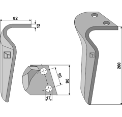 Dent droite pour herse rotative BREVIGLIERI 277401 adaptable
