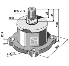 Palier filet à gauche pour déchaumeur LEMKEN 55510035 adaptable - BlackSteel©