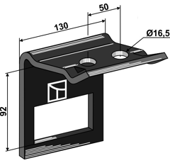Bride de fixation 80 x 80 - 16,5 mm adapt. - BlackSteel©