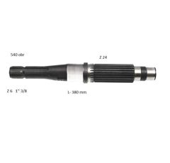 Arbre de prise de force 380 mm pour machine agricole FENDT 178109140021 adaptable