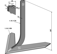 Dent avec cœur 650 x 12 mm pour bineuse STEKETEE 405665 adaptable - BlackSteel©