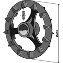 Roue crosskill Ø 410 mm pour rouleau émotteur FARMET 11136 adaptable - BlackSteel©