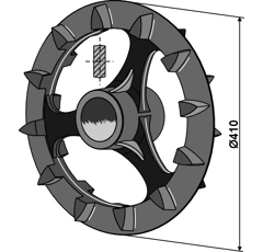 Roue crosskill Ø 410 mm pour rouleau émotteur FARMET 11136 adaptable - BlackSteel©