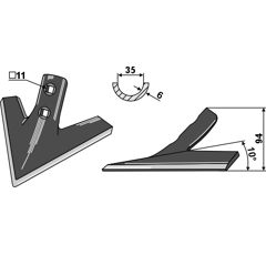 Soc triangulaire 200 x 45 mm adaptable - Blacksteel©