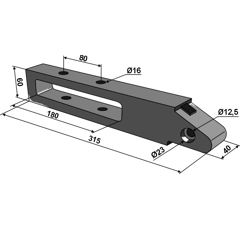 Pointe de soc de sous-soleuse 315 x 40 x 60 mm pour cultivateur adaptable