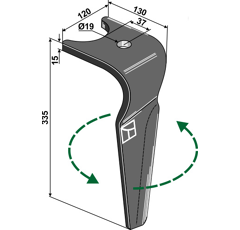 Dent Gauche pour herses rotatives AMAZONE 962338 adaptable - Blacksteel©