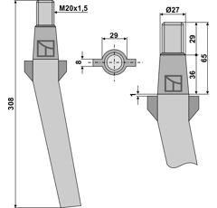 Dent pour herse rotative MORENI adaptable - Blacksteel©