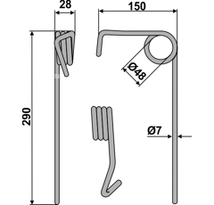 Griffe Ø7mm arrière pour semoir AMAZONE 3409200 adaptable 