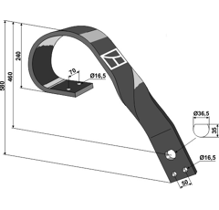 Dent de fenaison droit pour cover-crops courts 580 mm adaptable