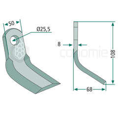 Couteau-Y pour broyeur 108x50mm BERTI C5000 adaptable