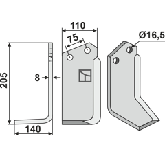 Lame gauche pour Fraise/Rotavator KRONE 1072690 adaptable