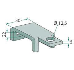 Bride de fixation pour soc 50 x 22 x 6 mm adaptable
