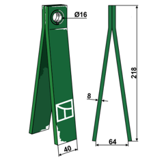 Dent de préparation 218 mm pour KRONE adaptable - BlackSteel©