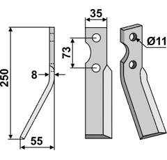 Rotorzinken,  A Links 250 x 35 Simon Nachbau