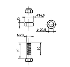 Boulon complet Ø 20 mm pour broyeur GYRAX adaptable