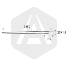 Dent de fourche profil carré 1250 mm KVERNELAND origine